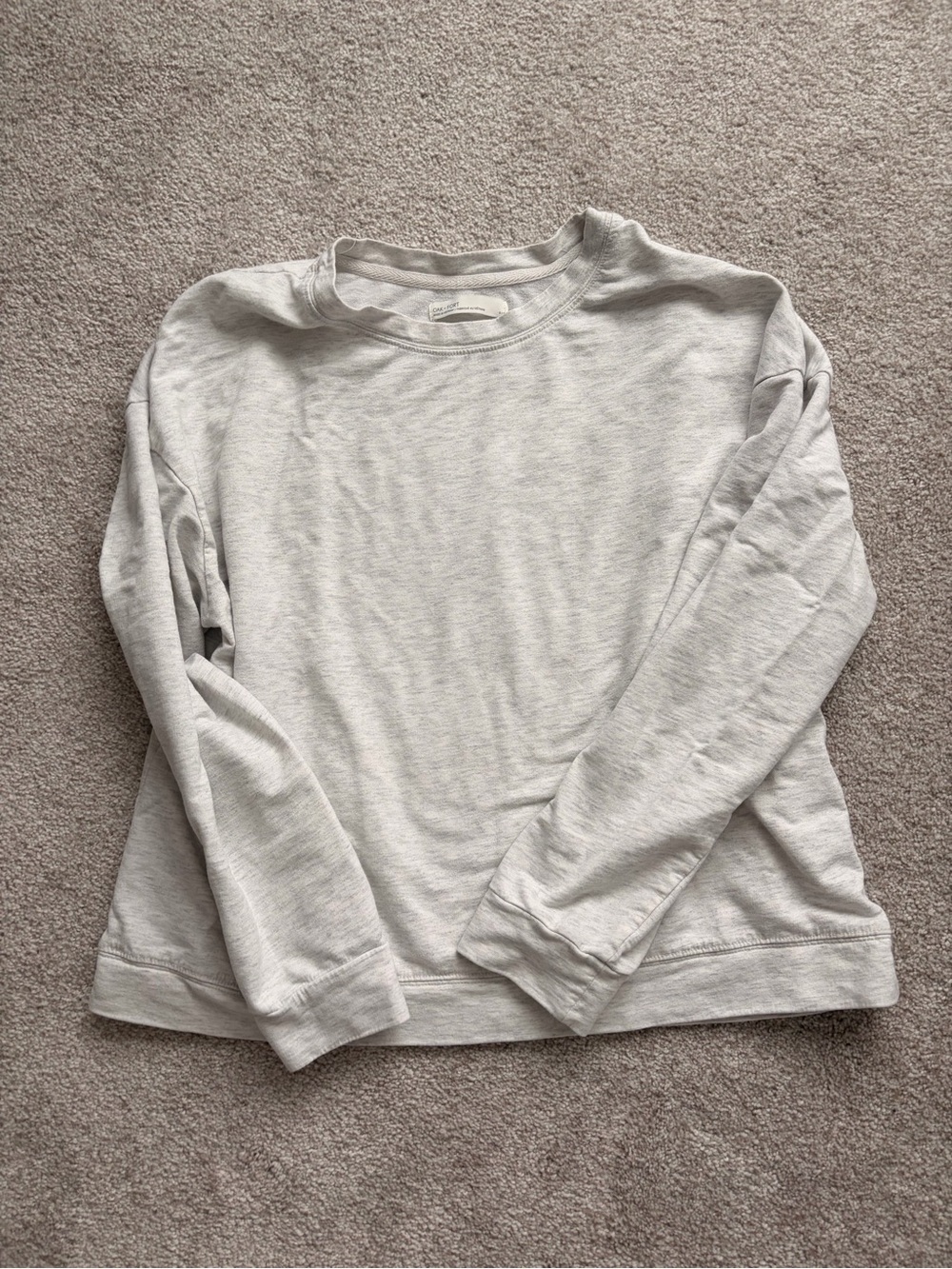 OAK + FORT Heather White/Grey Crewneck Longsleeve